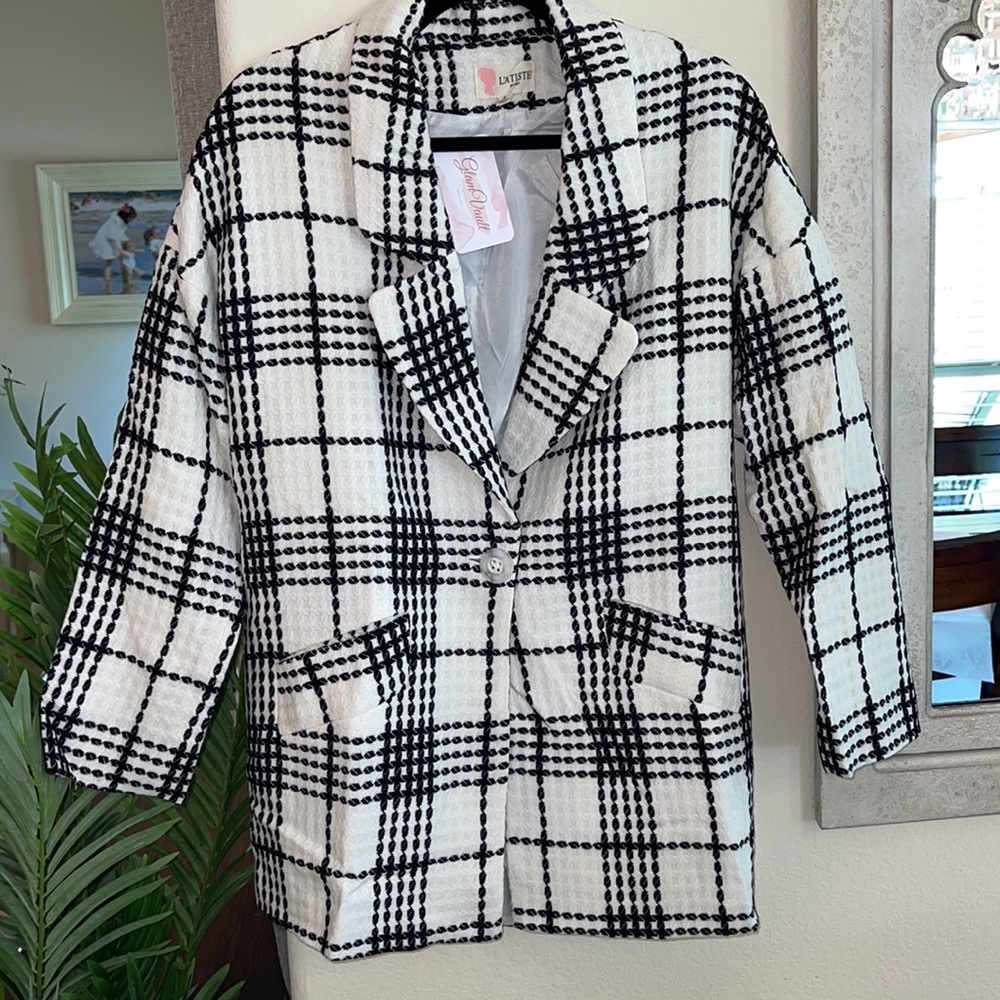 GlamVault Plaid Jacket Size Small NWT - Picture 6 of 10
